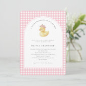 A Little Duckling is op de weg Duck Baby shower Kaart (Staand voorkant)