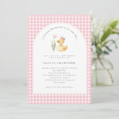 A Little Duckling is op de weg Duck Baby shower Kaart (Staand voorkant)