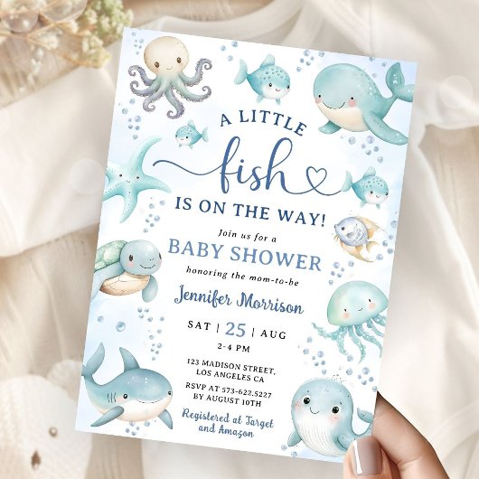 A Little Fish Is On the Way Baby Shower Invitation Kaart