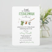 A Little Fisherman Baby Shower Invitation Kaart (Staand voorkant)