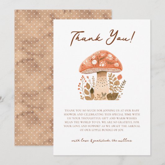 A Little Fun-Guy Mushroom Baby Shower  Bedankkaart (Voorkant / Achterkant)