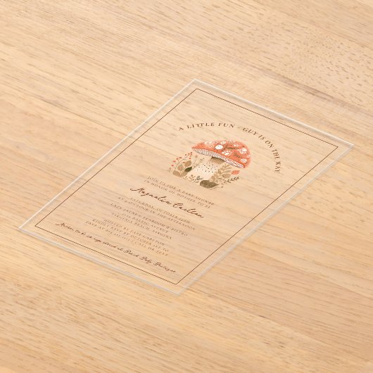 A Little Fun Guy Mushroom Fall Baby Shower Acryl Uitnodigingen (Laagn)