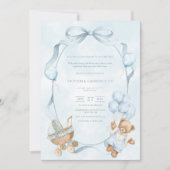 A Little Gentleman Blue Balloon Bear Baby Kaart (Voorkant)