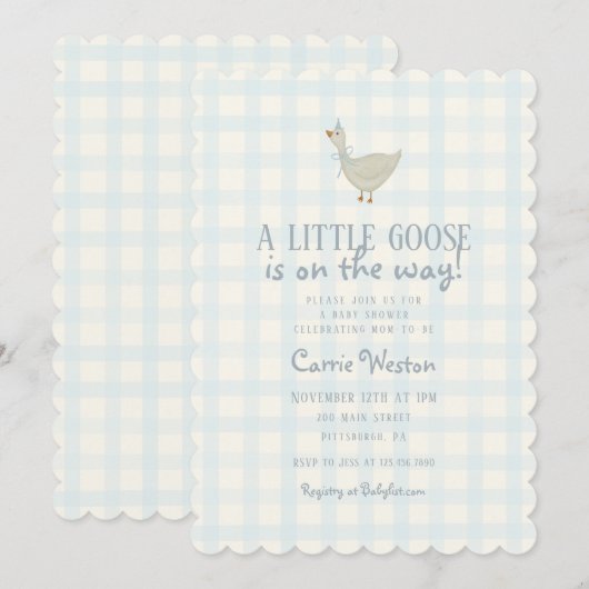 A Little Goose Boy Baby Shower Invitation Kaart (Voorkant / Achterkant)