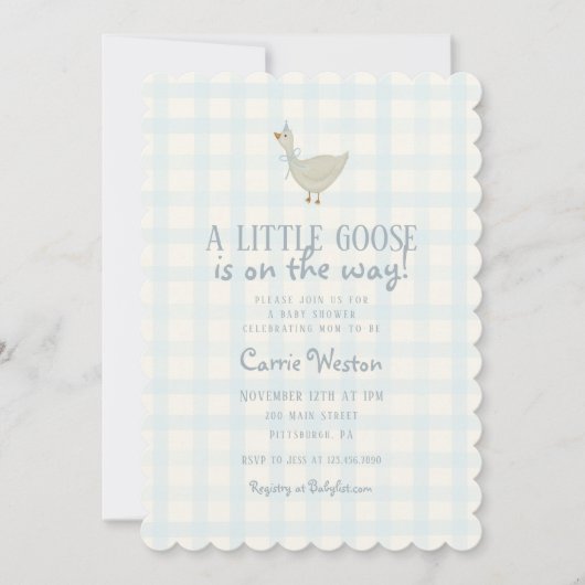 A Little Goose Boy Baby Shower Invitation Kaart (Voorkant)