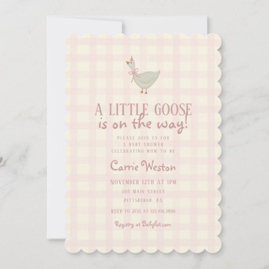 A Little Goose Girl Baby Shower Invitation Kaart (Voorkant)