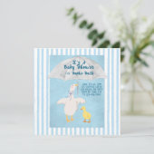 A Little Goose Is On The Way Baby Shower Square Kaart (Staand voorkant)