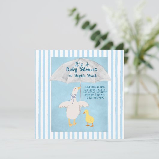 A Little Goose Is On The Way Baby Shower Square Kaart (Staand voorkant)