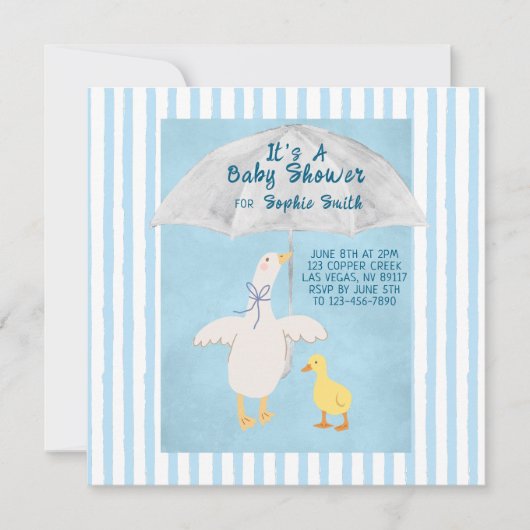 A Little Goose Is On The Way Baby Shower Square Kaart (Voorkant)