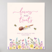 A Little Honey Baby Shower Favors & Treats Sign Poster (Voorkant)