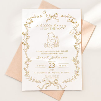 A Little Honey Is On The Way Baby Shower Invite Kaart