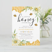 A Little Honey Is On The Way Bee Baby Shower  Kaart (Staand voorkant)