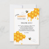 A Little Honey Is On The Way Honingraat Baby showe Bedankkaart (Voorkant)