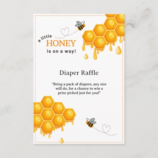 A Little Honey Is On The Way Honingraat Baby showe Informatiekaartje (Voorkant)
