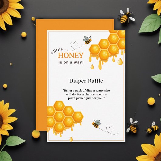 A Little Honey Is On The Way Honingraat Baby showe Informatiekaartje