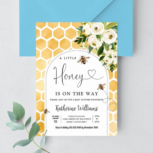 A Little Honey is op de weg Bee Theme Baby shower Kaart
