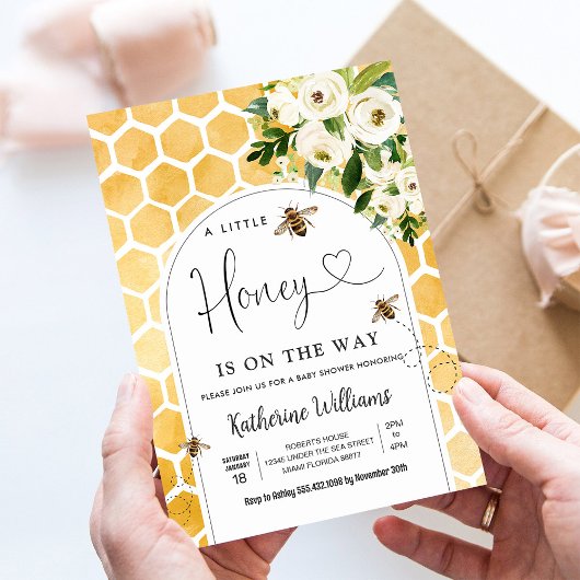 A Little Honey is op de weg Bee Theme Baby shower Kaart