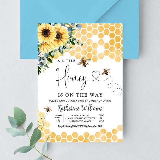 A Little Honey is op de weg Bee Theme Baby shower Kaart