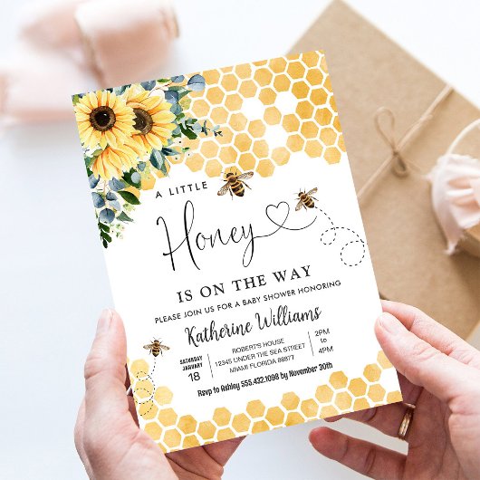 A Little Honey is op de weg Bee Theme Baby shower Kaart