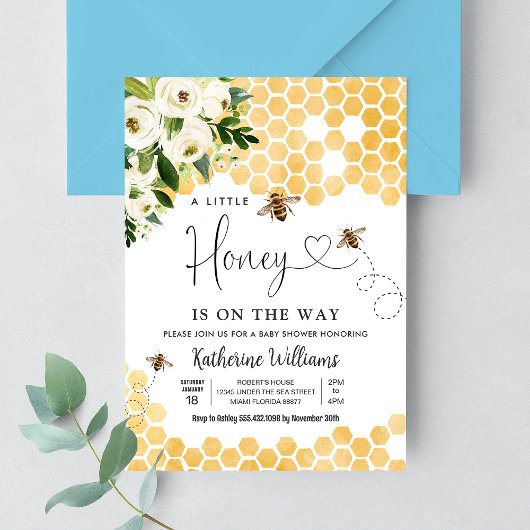 A Little Honey is op de weg Bee Theme Baby shower Kaart