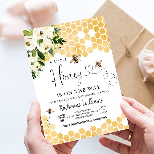 A Little Honey is op de weg Bee Theme Baby shower Kaart