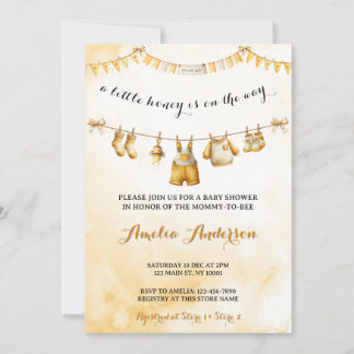 A little Honey On The Way Clothesline Baby Shower Kaart