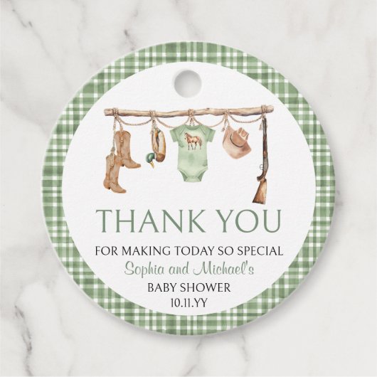 A Little Hunter Is On The Way Baby Shower Bedankjes Labels (Voorkant)