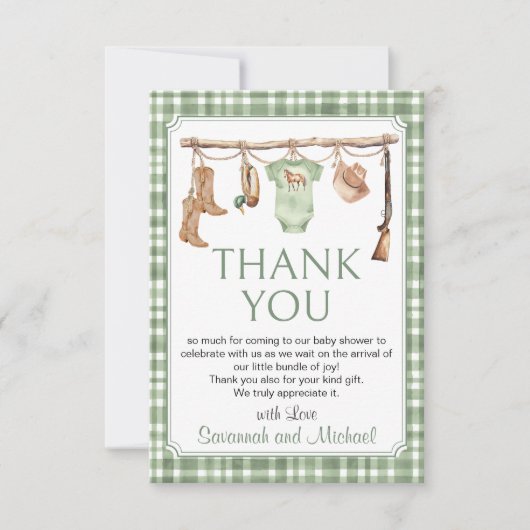 A Little Hunter Is On The Way Baby Shower Bedankkaart (Voorkant)