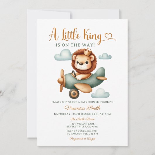 A little King is on the way Cute Lion Baby Shower  Kaart (Voorkant)