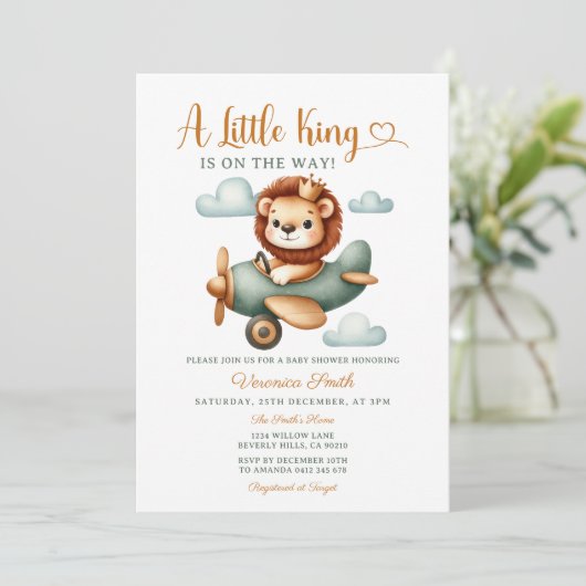 A little King is on the way Cute Lion Baby Shower  Kaart (Staand voorkant)