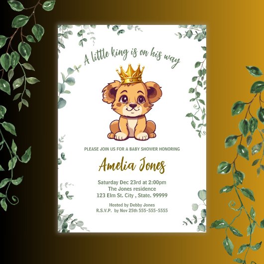 A Little King is op weg naar het Baby shower Kaart