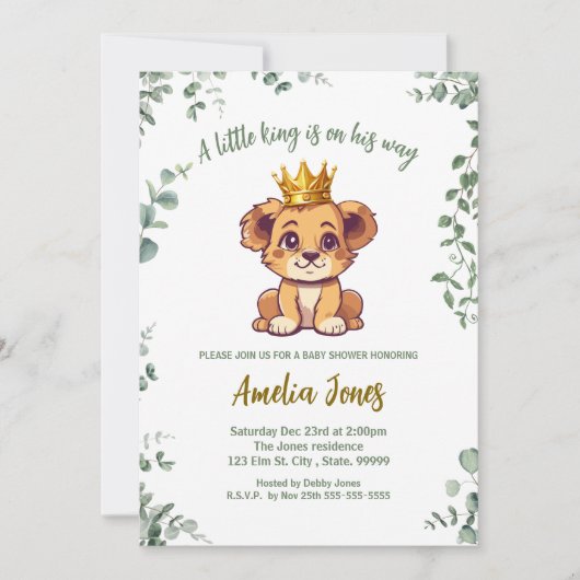 A Little King is op weg naar het Baby shower Kaart (Voorkant)