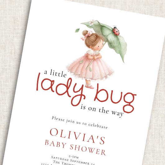 A Little Lady Bug Baby Shower Kaart