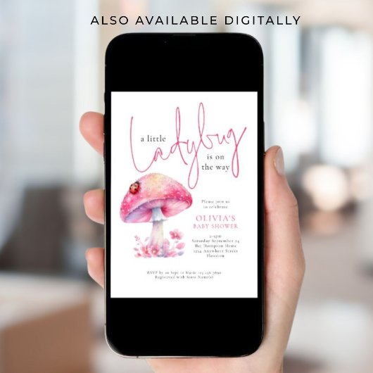 A Little Lady Bug Toadstool Baby Shower Kaart