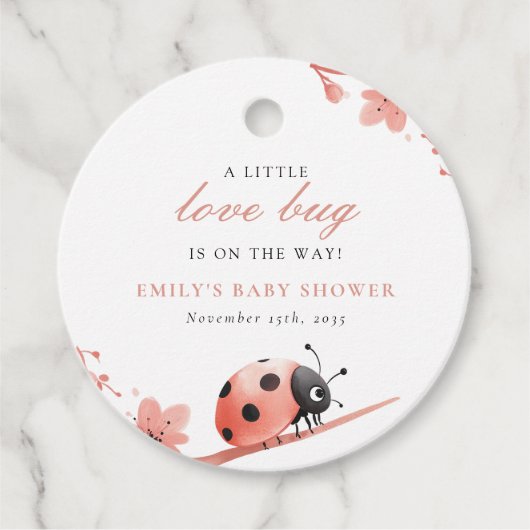 A Little Love Bug Is On The Way Baby Shower Bedankjes Labels (Voorkant)