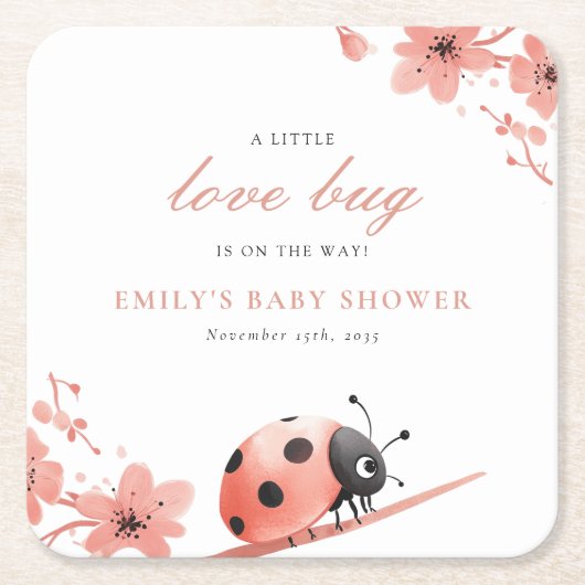 A Little Love Bug Is On The Way Baby Shower Kartonnen Onderzetters (Voorkant)