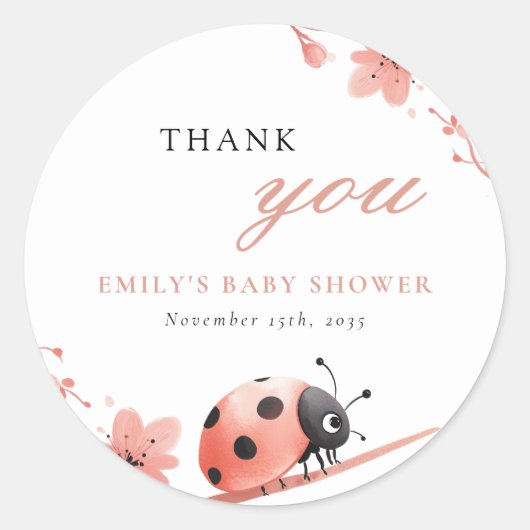 A Little Love Bug Is On The Way Baby Shower Ronde Sticker (Voorkant)