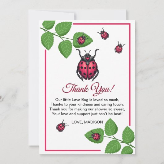 A Little Love Bug Is On The Way Ladybug Bedankkaart (Voorkant)