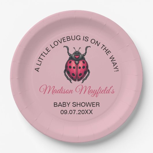 A Little Love Bug Is On The Way Ladybug Papieren Bordje (Voorkant)