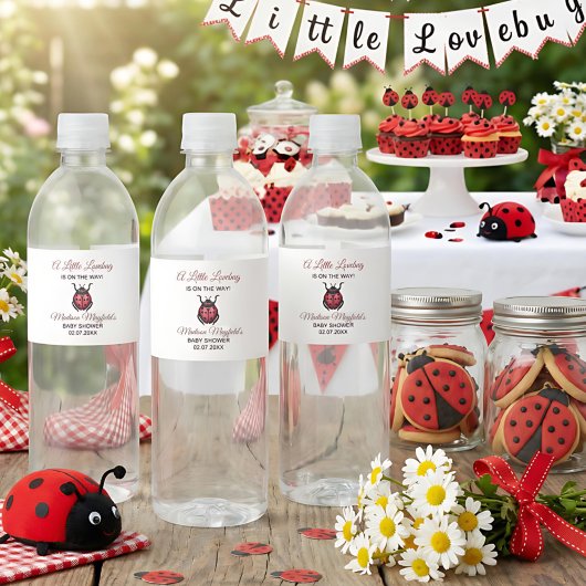 A Little Love Bug Is On The Way Ladybug Waterfles Etiket