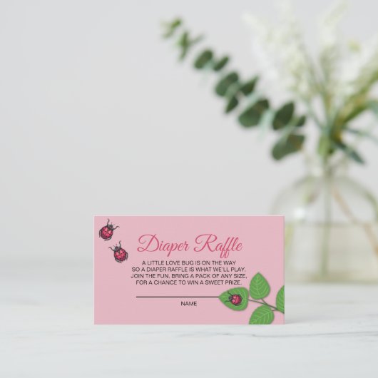 A Little Love Bug Ladybug Diaper Raffle Informatiekaartje (Staand voorkant)
