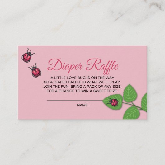 A Little Love Bug Ladybug Diaper Raffle Informatiekaartje (Voorkant)