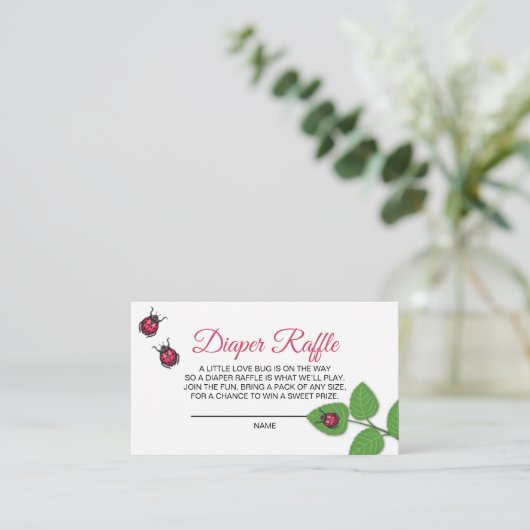 A Little Love Bug Ladybug Diaper Raffle Informatiekaartje (Staand voorkant)