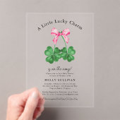 A Little Lucky Charm Shamrock Coquette Bow  Acryl Uitnodigingen (Insitu (Draagbaar))
