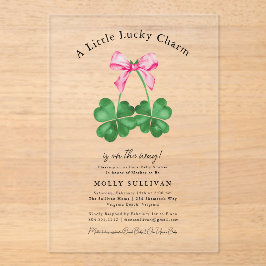 A Little Lucky Charm Shamrock Coquette Bow  Acryl Uitnodigingen