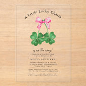 A Little Lucky Charm Shamrock Coquette Bow  Acryl Uitnodigingen (Voorkant)