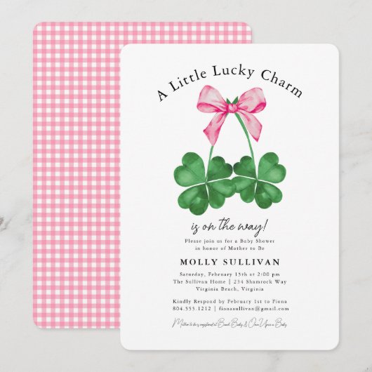A Little Lucky Charm Shamrock Coquette Bow Kaart (Voorkant / Achterkant)
