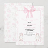 A Little Lucky Duckie Pink Bow Floral Baby Shower Kaart (Voorkant / Achterkant)