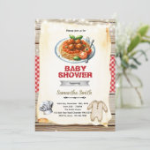 A Little Meatball pasta Baby Shower Invitation Kaart (Staand voorkant)