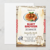 A Little Meatball pasta Baby Shower Invitation Kaart (Voorkant / Achterkant)